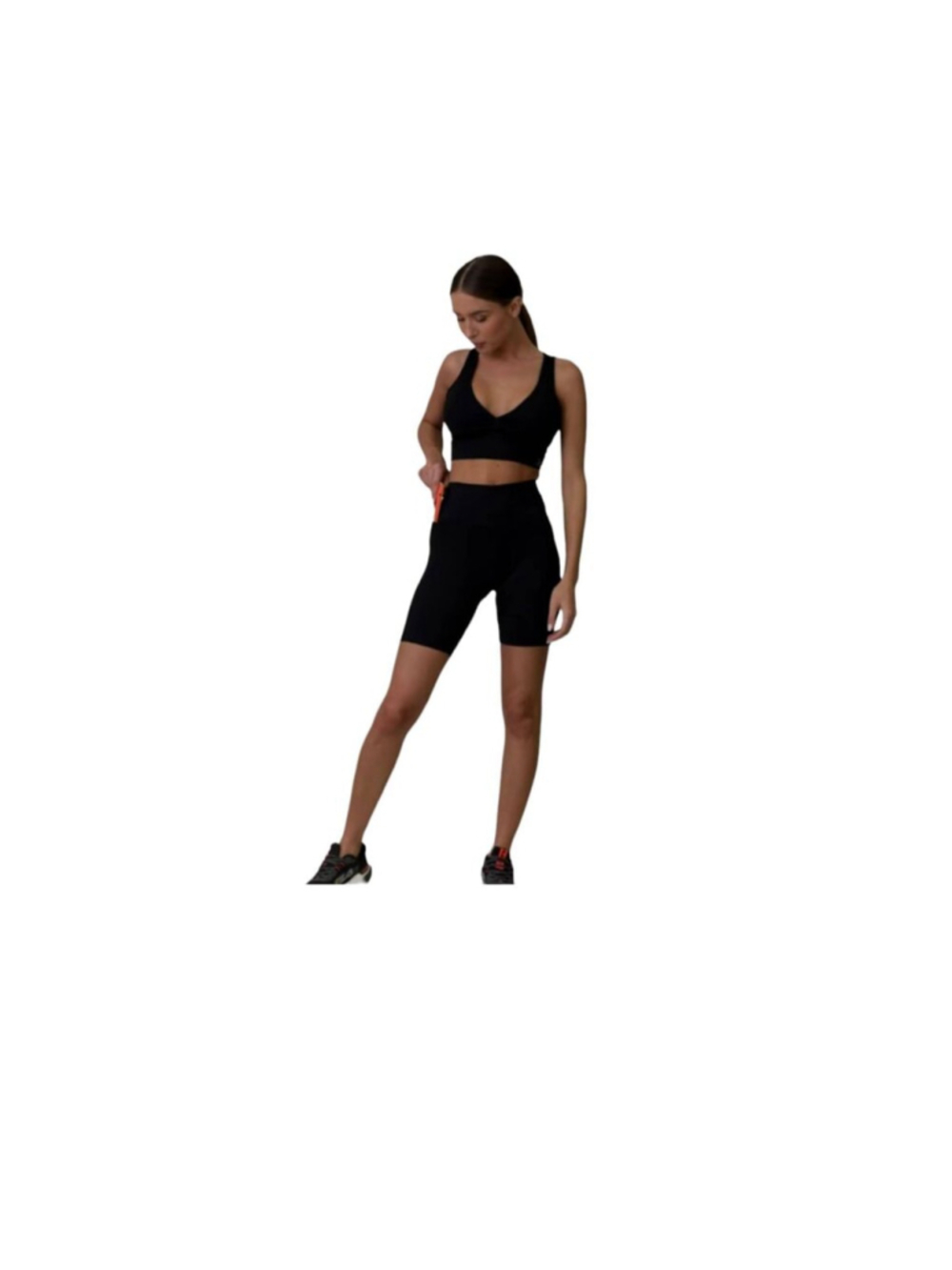 Cajubrasil Women's Size XL High Waist Athletic Black Biker Shorts With Pocket